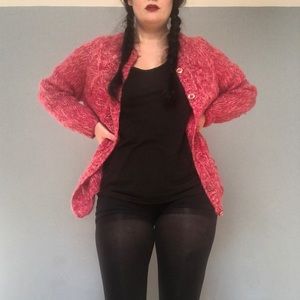Vintage pink wool cardigan.